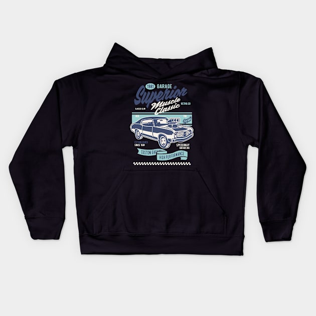 Muscle Car Classic Kids Hoodie by p308nx